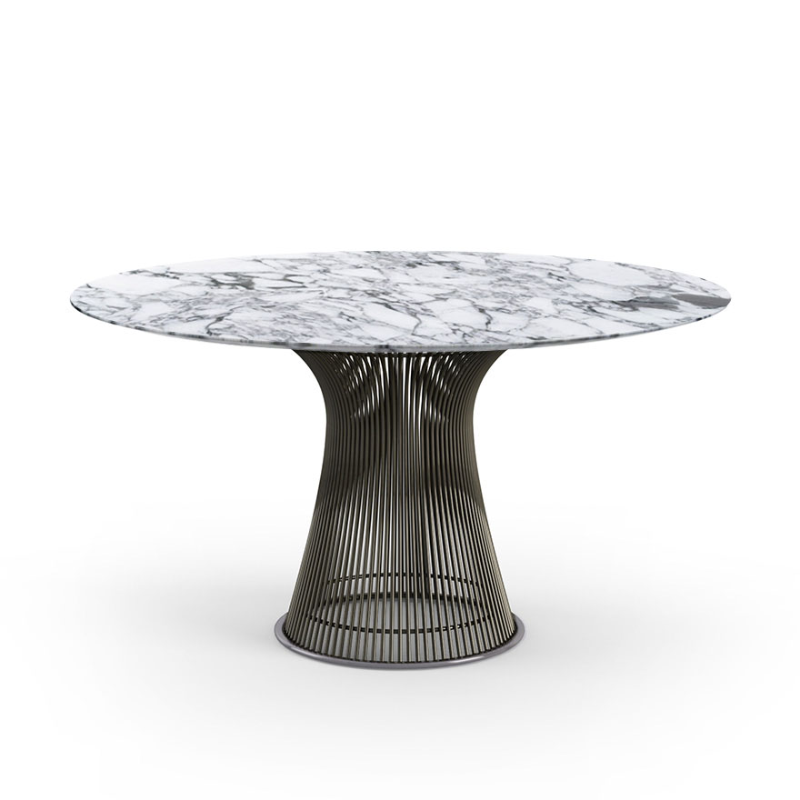 KNOLL table ronde PLATNER Ø 135 cm (Bronze / Arabescato - Métal / marbre)