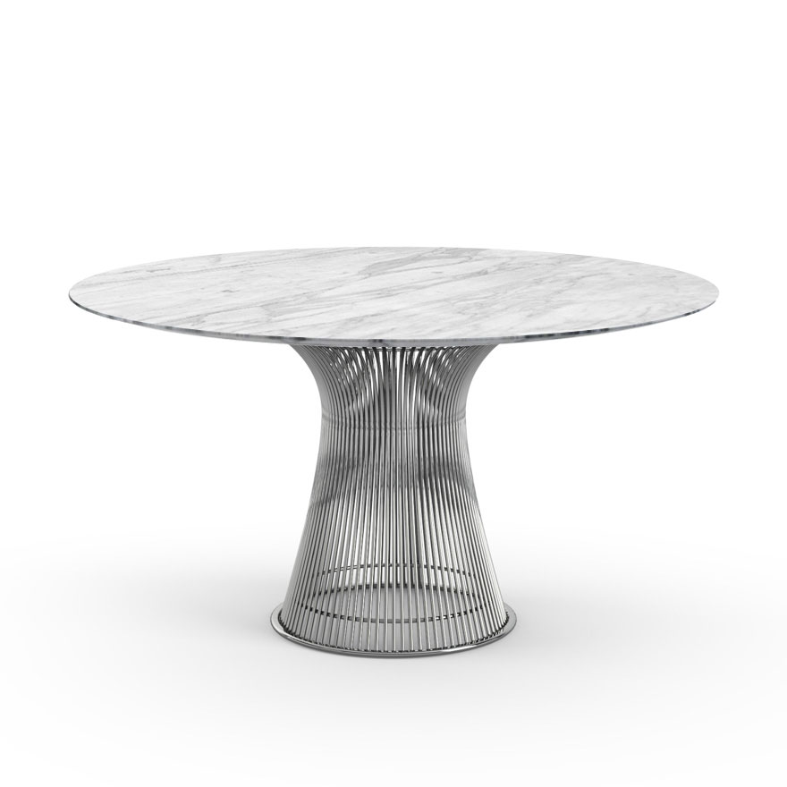 KNOLL table ronde PLATNER Ø 135 cm (Nickel / Statuarietto - Métal / marbre)