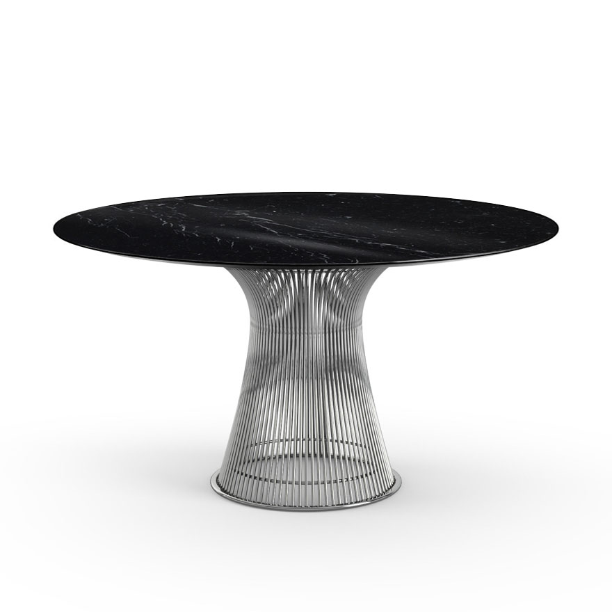 KNOLL table ronde PLATNER Ø 135 cm (Nickel / Noir Marquina - Métal / marbre)