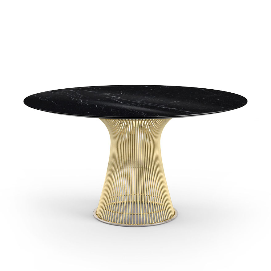KNOLL table ronde PLATNER Ø 135 cm (Or 18k / Noir Marquina - Métal / marbre)