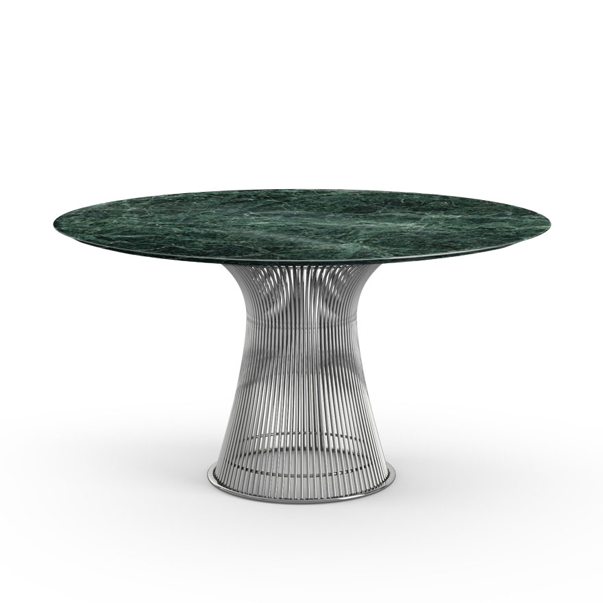 KNOLL table ronde PLATNER Ø 135 cm (Nickel / Vert Alpi - Métal / marbre)