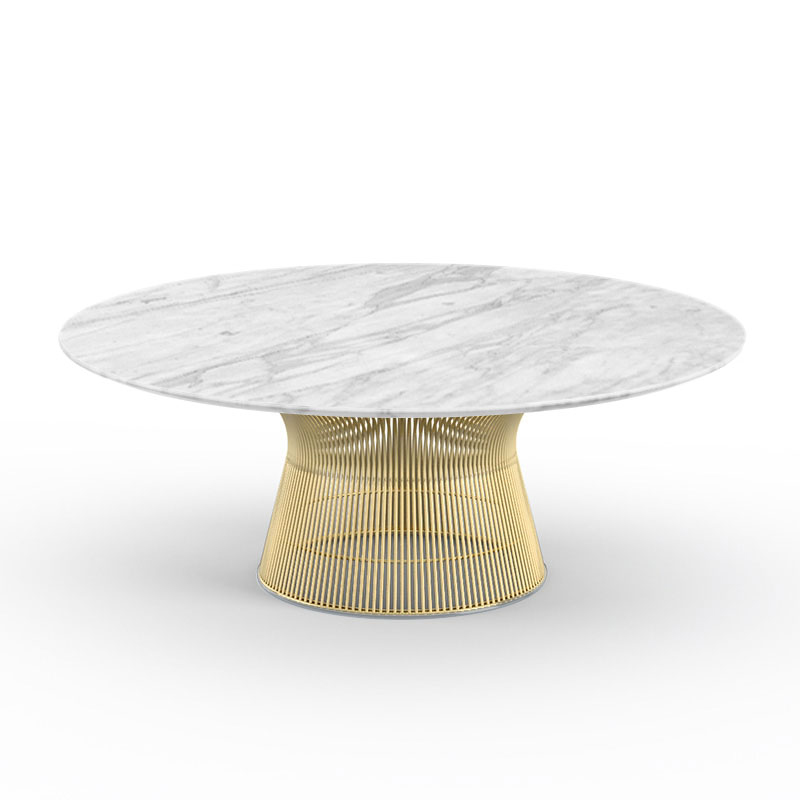 KNOLL table basse ronde PLATNER Ø 107 x H 38,5 cm (Or 18k / Statuarietto - Métal / marbre)