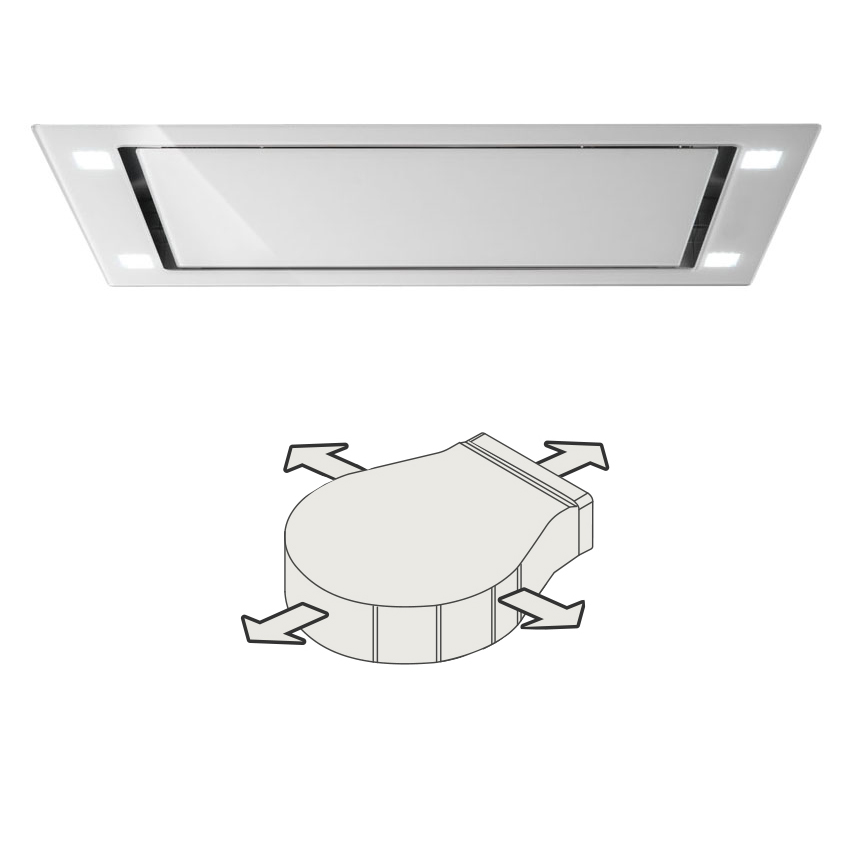 FALMEC hotte au plafond SIRIO 90 cm (Blanc avec moteur Slim - Verre trempé)