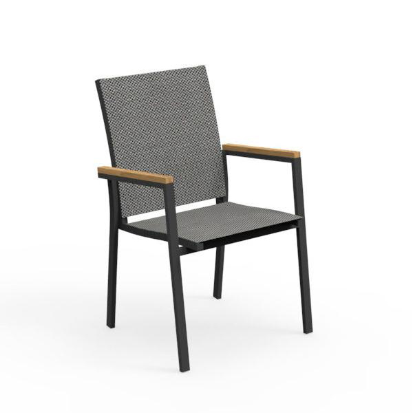 TALENTI set de 4 chaises avec accoudoirs d'extérieur TIMBER Collection PiùTrentanove (Charcoal - Tis