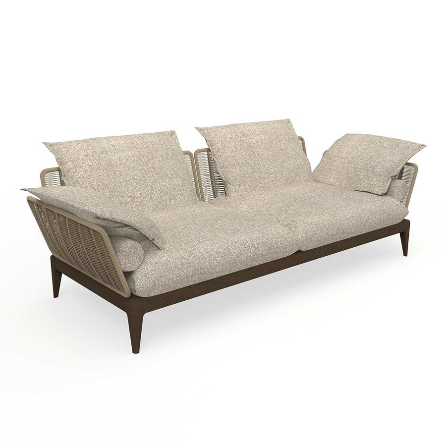 TALENTI canapé à 3 places d'extérieur CRUISE TEAK Collection Icon (Taupe - Tissu Mambo, Teak fumé)