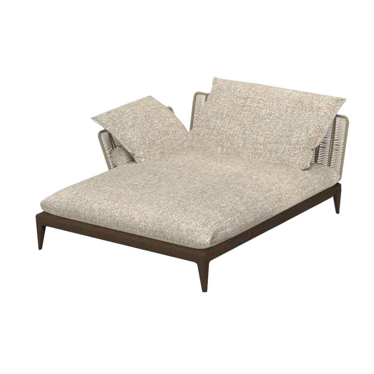 TALENTI canapé chaise longue droit d'extérieur CRUISE TEAK Collection Icon (Taupe - Tissu Mambo, Tea