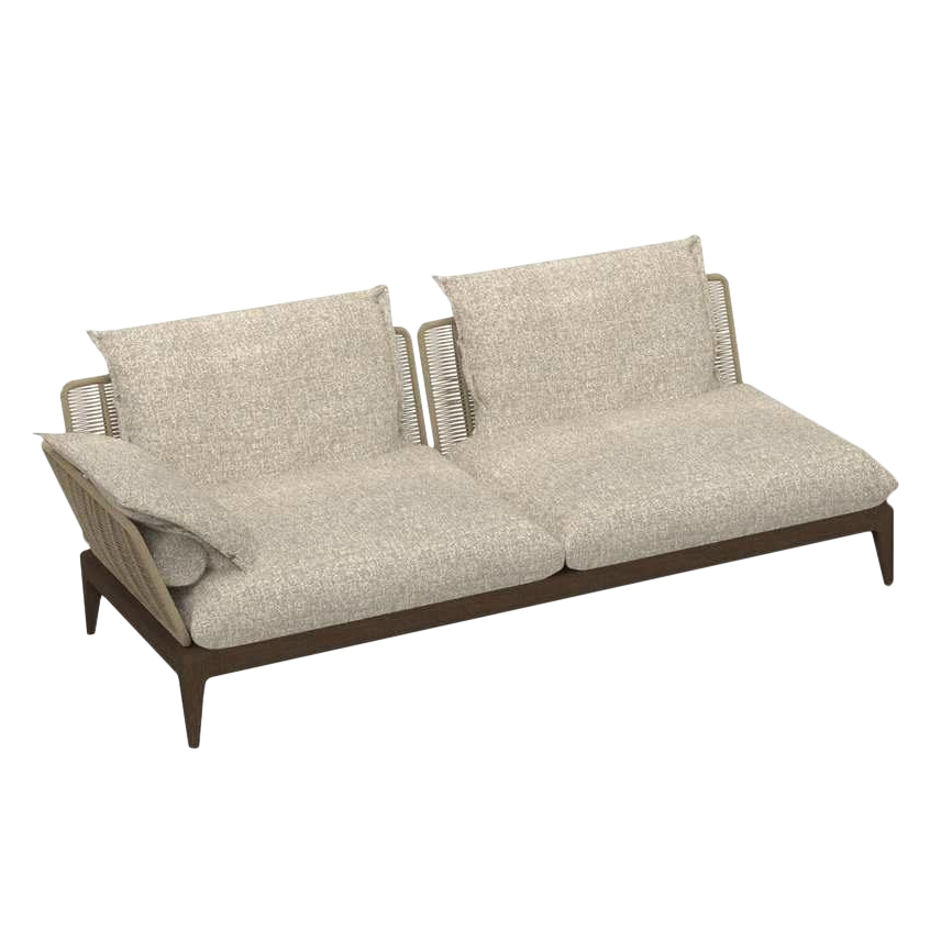 TALENTI canapé droit d'extérieur CRUISE TEAK Collection Icon (Taupe - Tissu Mambo, Teak fumé)