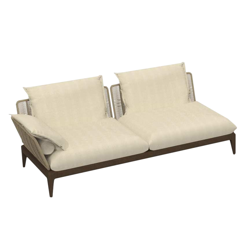 TALENTI canapé droit d'extérieur CRUISE TEAK Collection Icon (Beige - Tissu sergé, Teak fumé)