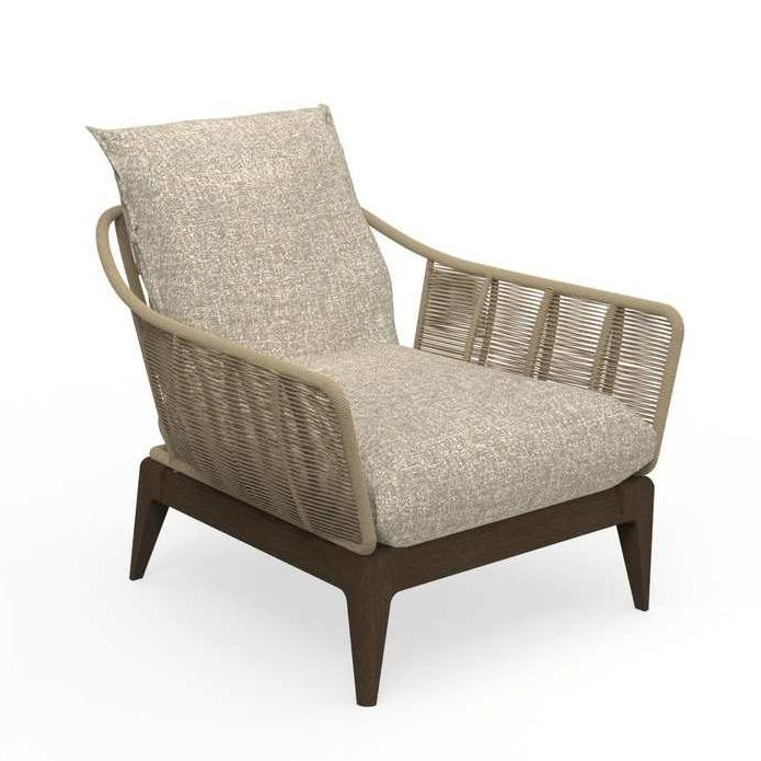 TALENTI fauteuil d'extérieur CRUISE TEAK Collection Icon (Taupe - Tissu Mambo, Teak fumé)