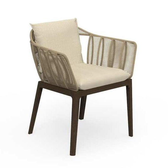 TALENTI chaise avec accoudoirs d'extérieur CRUISE TEAK Collection Icon (Beige - Tissu sergé, Teak fu