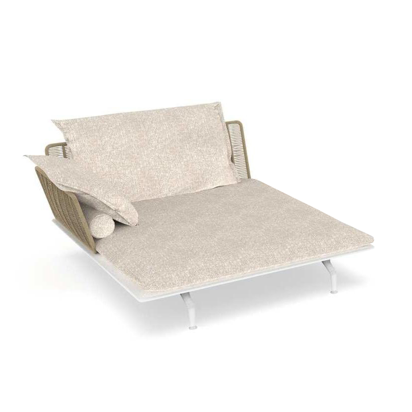 TALENTI canapé chaise longue droit d'extérieur CRUISE ALU Collection Icon (White / Sand - Tissu et a