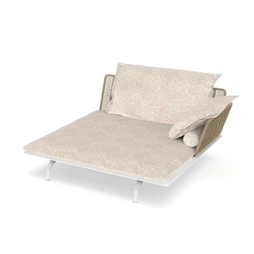 TALENTI canapé chaise longue gauche d'extérieur CRUISE ALU Collection Icon (White / Sand - Tissu et 