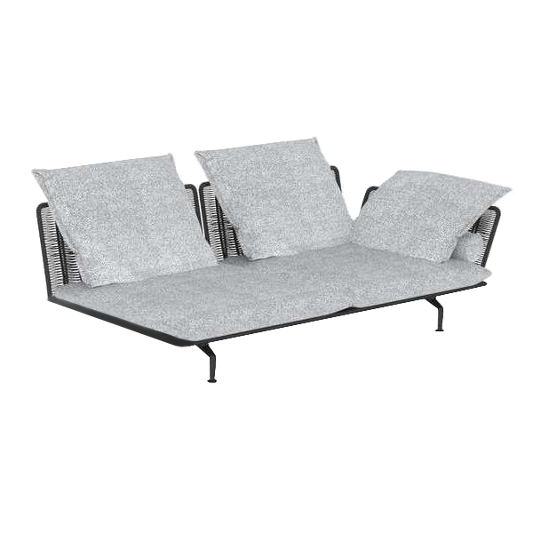 TALENTI canapé gauche d'extérieur CRUISE ALU Collection Icon (Graphite / White-cool grey - Tissu et 