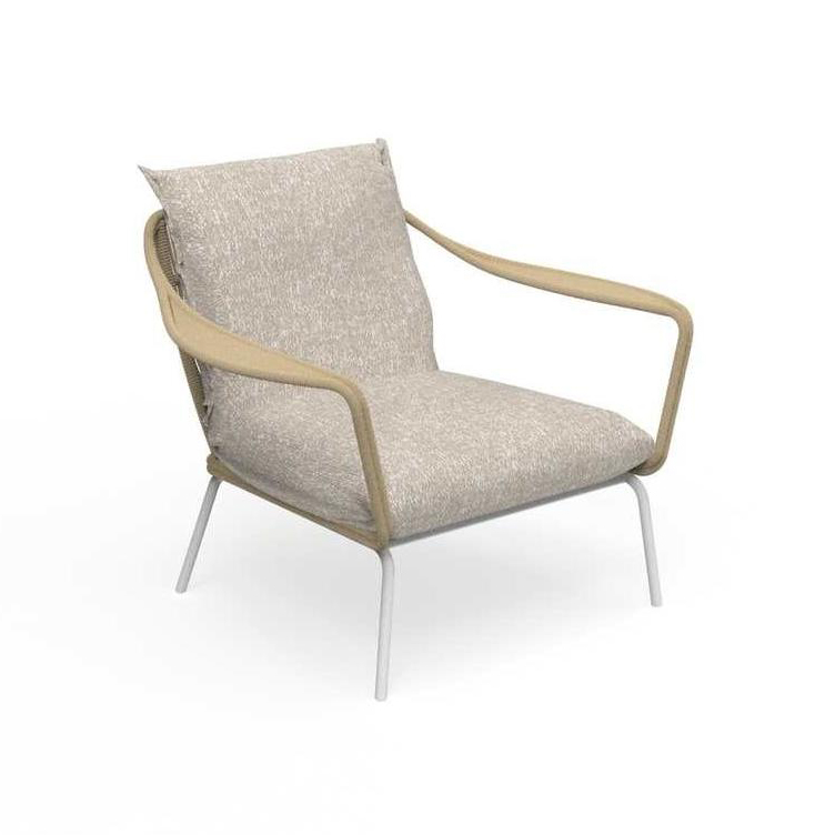 TALENTI fauteuil d'extérieur CRUISE ALU Collection Icon (White / Sand - Tissu et aluminium peint)