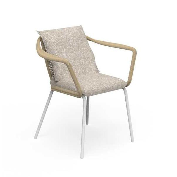 TALENTI chaise avec accoudoirs d'extérieur CRUISE ALU Collection Icon (White / Sand - Tissu et alumi