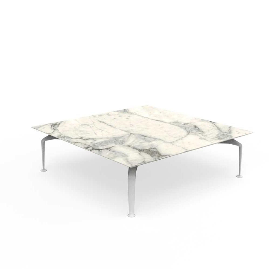 TALENTI table basse d'extérieur 120x120 cm CRUISE ALU Collection Icon (White - Grès Calacatta, alumi