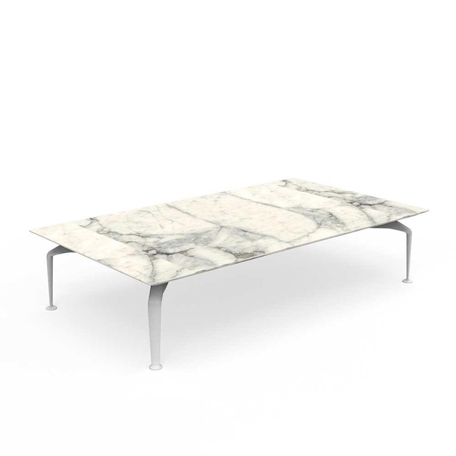 TALENTI table basse d'extérieur 160x90 cm CRUISE ALU Collection Icon (White - Grès Calacatta, alumin