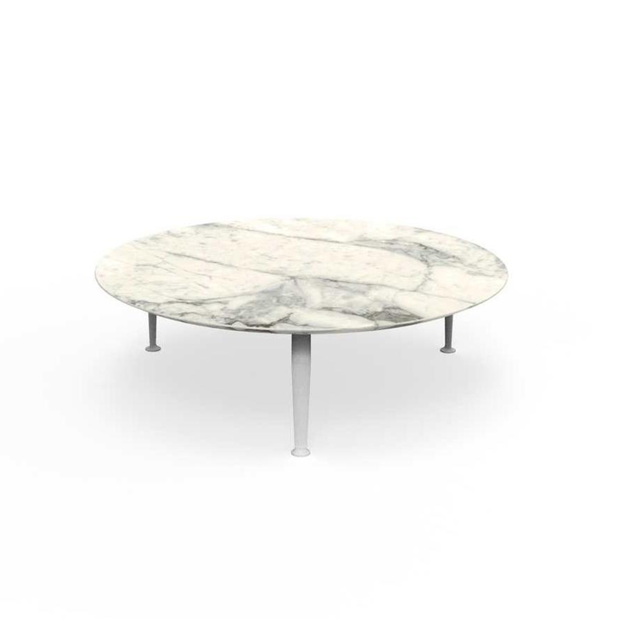 TALENTI table basse d'extérieur ronde Ø 120 cm CRUISE ALU Collection Icon (White - Grès Calacatta, a