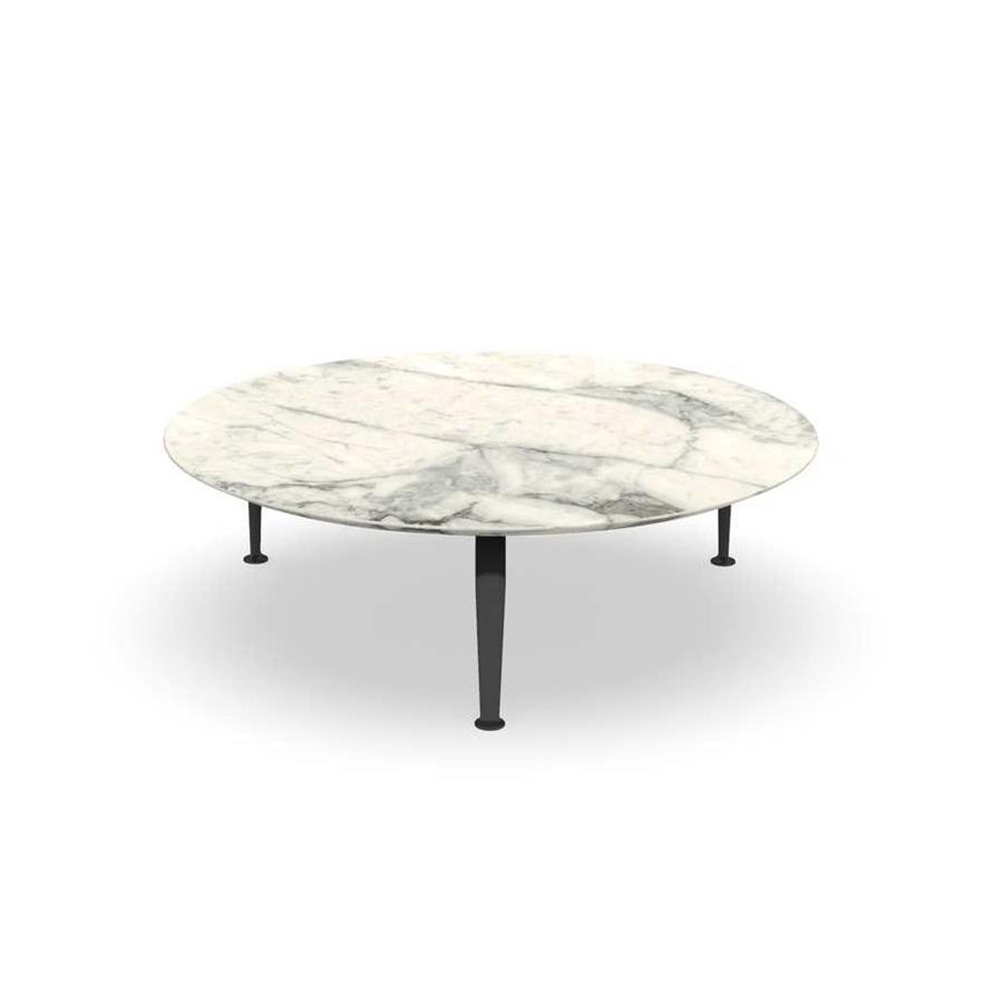 TALENTI table basse d'extérieur ronde Ø 120 cm CRUISE ALU Collection Icon (Graphite - Grès Calacatta
