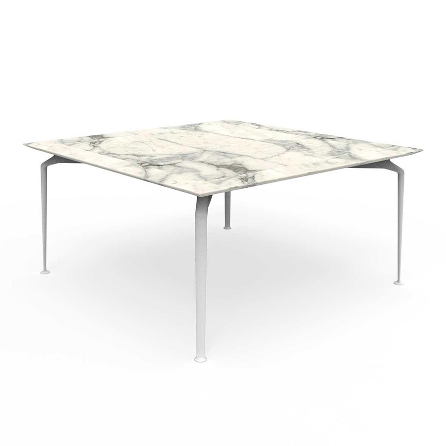 TALENTI table d'extérieur ronde 150 x 150 cm CRUISE ALU Collection Icon (White - Grès Calacatta, alu