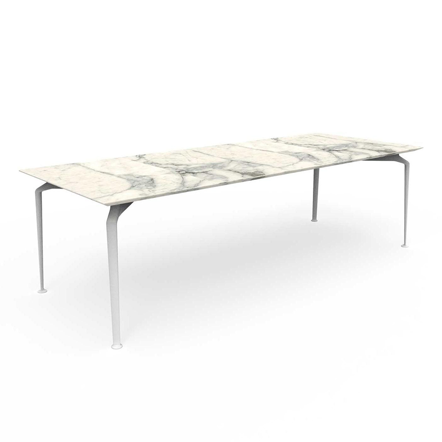TALENTI table d'extérieur ronde 250 x 100 cm CRUISE ALU Collection Icon (White - Grès Calacatta, alu
