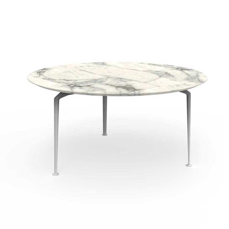 TALENTI table d'extérieur ronde Ø 150 cm CRUISE ALU Collection Icon (White - Grès Calacatta, alumini