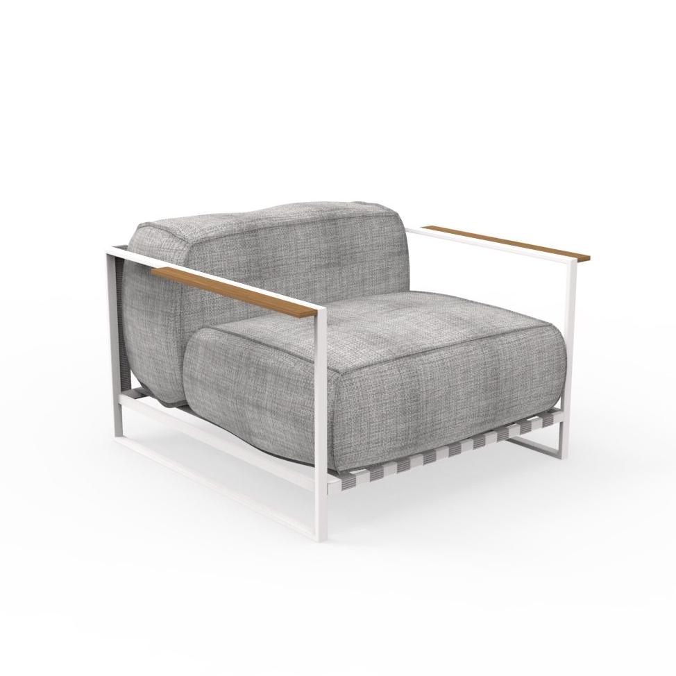 TALENTI fauteuil d'extérieur CASILDA Collezione Icon (White / Light grey - Tissu, acier peint et iro