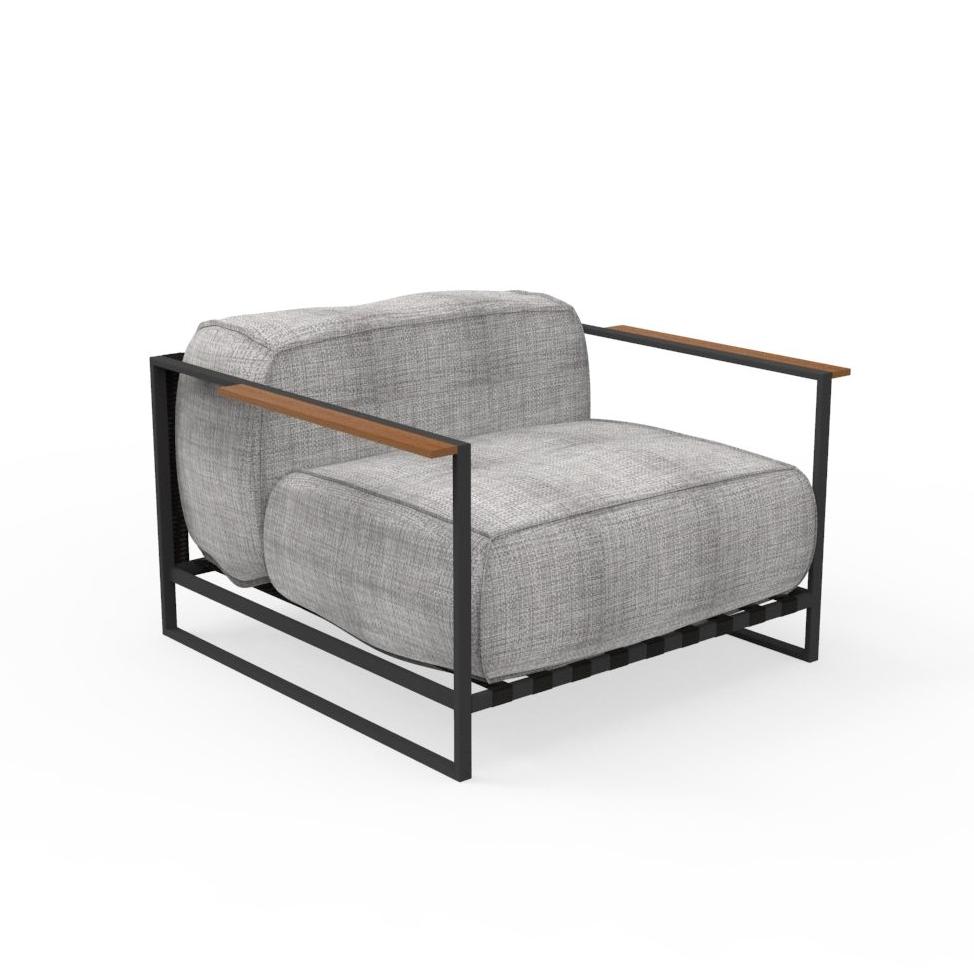 TALENTI fauteuil d'extérieur CASILDA Collezione Icon (Graphite / Light grey - Tissu, acier peint et 
