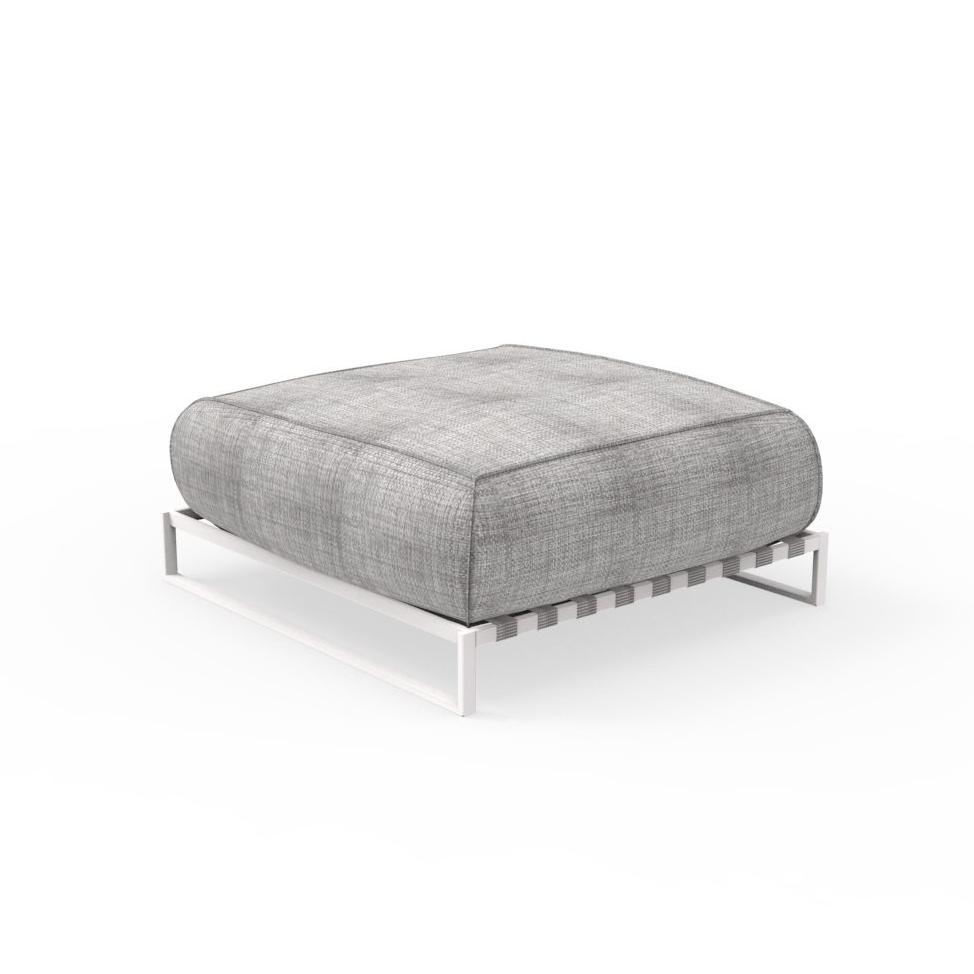 TALENTI pouf repose-pied d'extérieur CASILDA Collezione Icon (White / Light grey - Tissu et acier pe