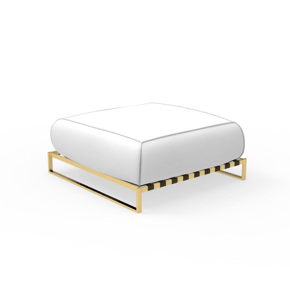 TALENTI pouf repose-pied d'extérieur CASILDA Collezione Icon (Gold / White - Tissu et acier peint)