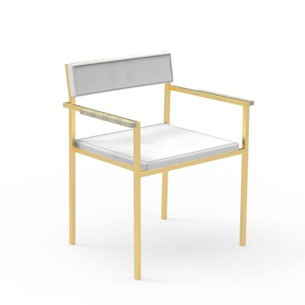 TALENTI set de 2 chaises avec accoudoirs d'extérieur CASILDA Collezione Icon (Gold / White - Tissu, 