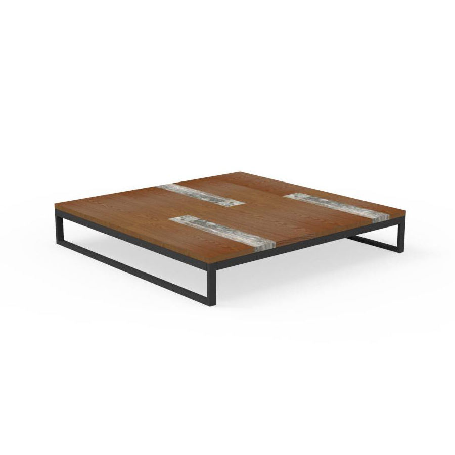 TALENTI table basse 100x100 cm d'extérieur CASILDA Collezione Icon (Graphite - Acier peint, bois de 