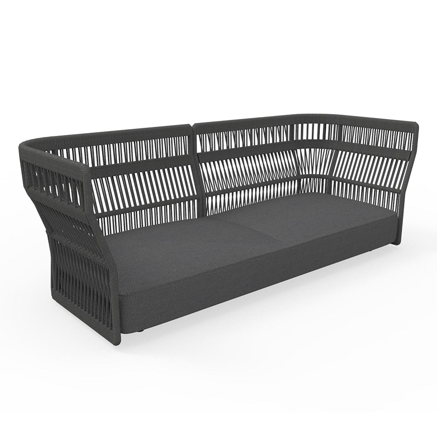 TALENTI canapé à 3 places d'extérieur CLIFF Collection Icon (Dark grey - Tissu et corde synthétique)