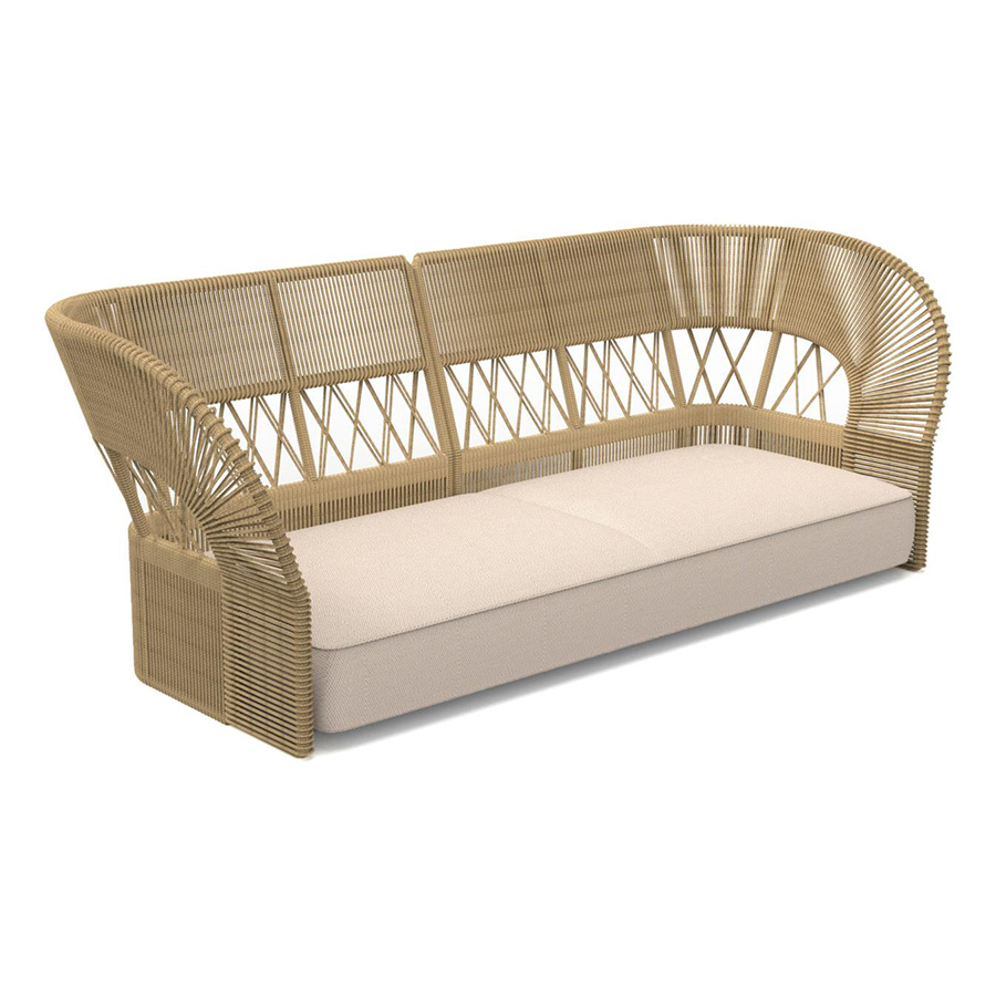 TALENTI canapé à 3 places d'extérieur CLIFF DECO Collection Icon (Beige - Tissu et corde synthétique