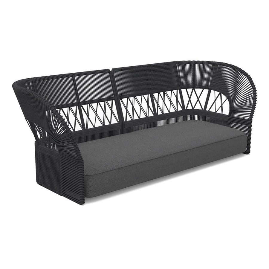 TALENTI canapé à 3 places d'extérieur CLIFF DECO Collection Icon (Dark grey - Tissu et corde synthét