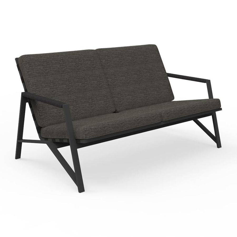 TALENTI canapé à 2 places d'extérieur COTTAGE Collection Icon (Graphite / Dark grey - Tissu et alumi