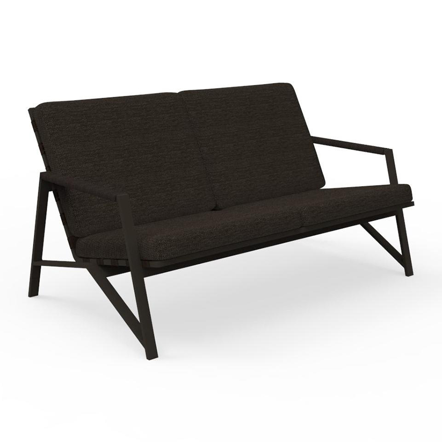 TALENTI canapé à 2 places d'extérieur COTTAGE Collection Icon (Mokka / Dark brown - Tissu et alumini