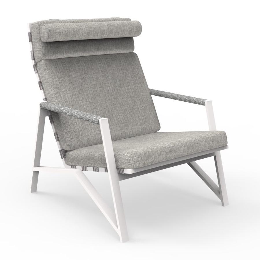 TALENTI fauteuil lounge d'extérieur COTTAGE Collection Icon (White / Light grey - Tissu et aluminium