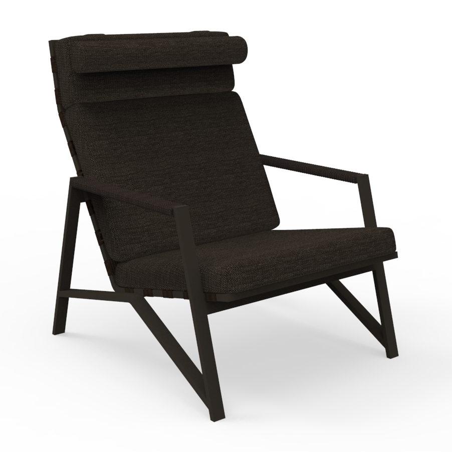 TALENTI fauteuil lounge d'extérieur COTTAGE Collection Icon (Mokka / Dark brown - Tissu et aluminium