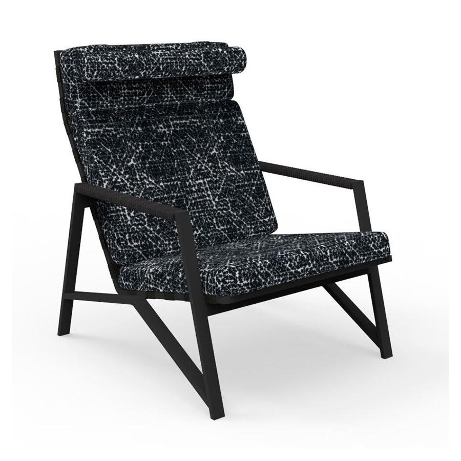 TALENTI fauteuil lounge d'extérieur COTTAGE Collection Icon (Graphite / Black abstract - Tissu et al