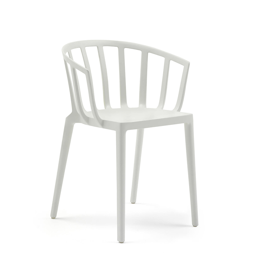 KARTELL set de 2 chaises avec accoudoirs VENICE MAT (Blanc Opaque - Polycarbonate coloré dans la mas