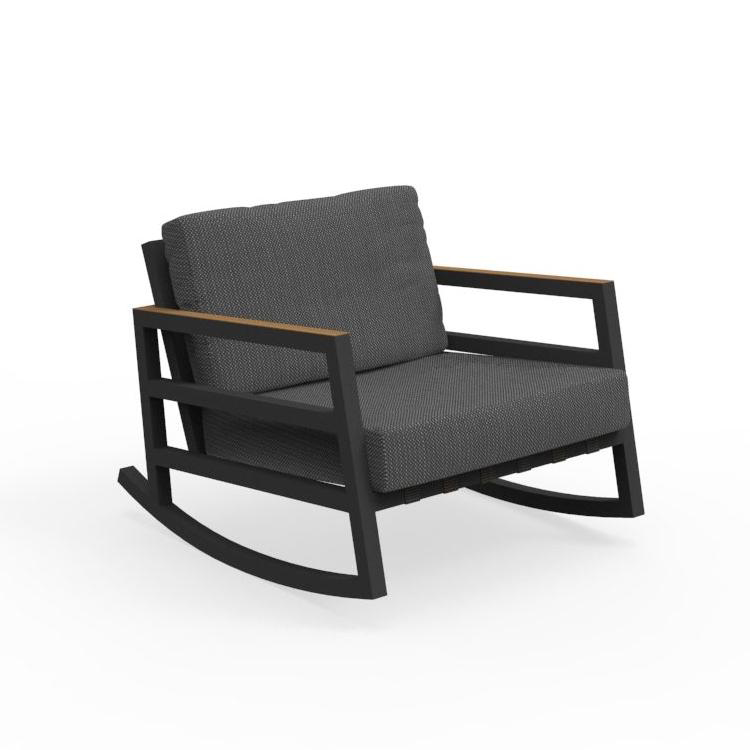 TALENTI fauteuil à bascule d'extérieur ALABAMA ALU Collezione Premium (Graphite / Dark grey - Tissu,