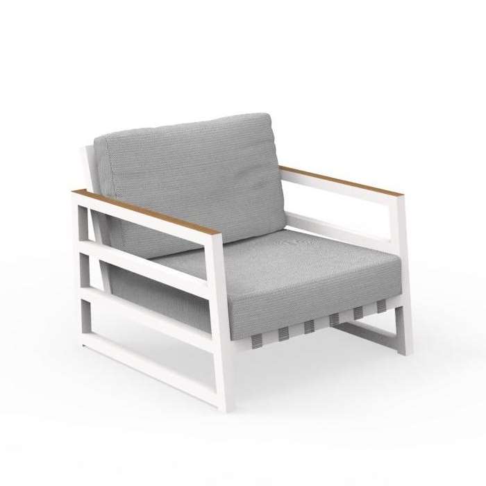 TALENTI fauteuil d'extérieur ALABAMA ALU Collezione Premium (White / Grey - Tissu, aluminium peint e