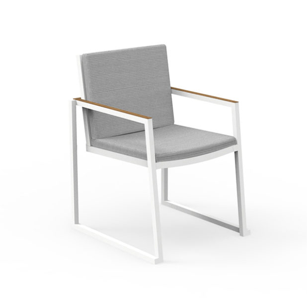 TALENTI set de 4 chaises avec accoudoirs d'extérieur ALABAMA ALU Collezione Premium (White / Grey - 