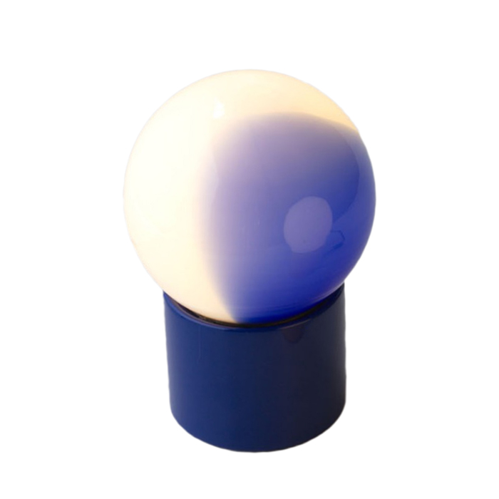 MARTINELLI LUCE lampe de table PULCE (Bleu - Aluminium peint et verre opale)