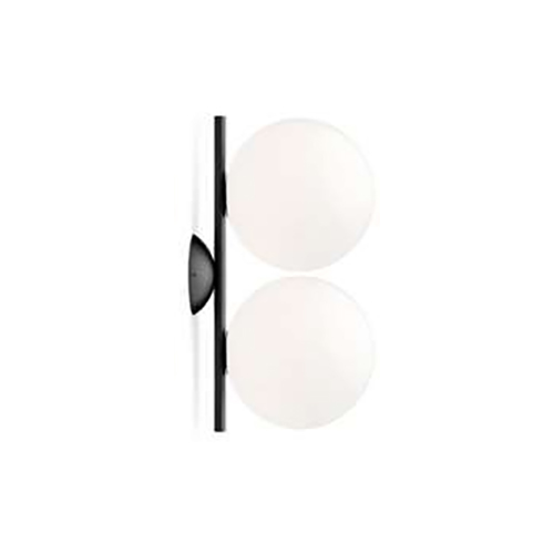 Flos Wall Or Ceiling Lamp Ic C W Double 1 Black Blown Glass And Metal Myareadesign Com