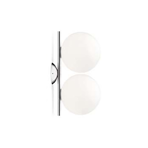 FLOS lampe murale ou au plafond IC C/W DOUBLE 1 (Acier chromé - Verre soufflé et métal)