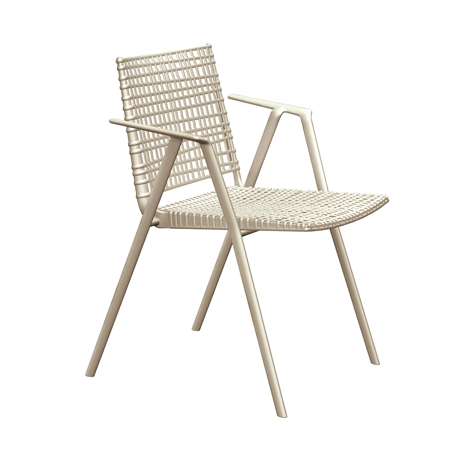 TRIBÙ set de 2 chaises avec accoudoirs d'extérieur BRANCH (Lin - Aluminium et polypropylène)