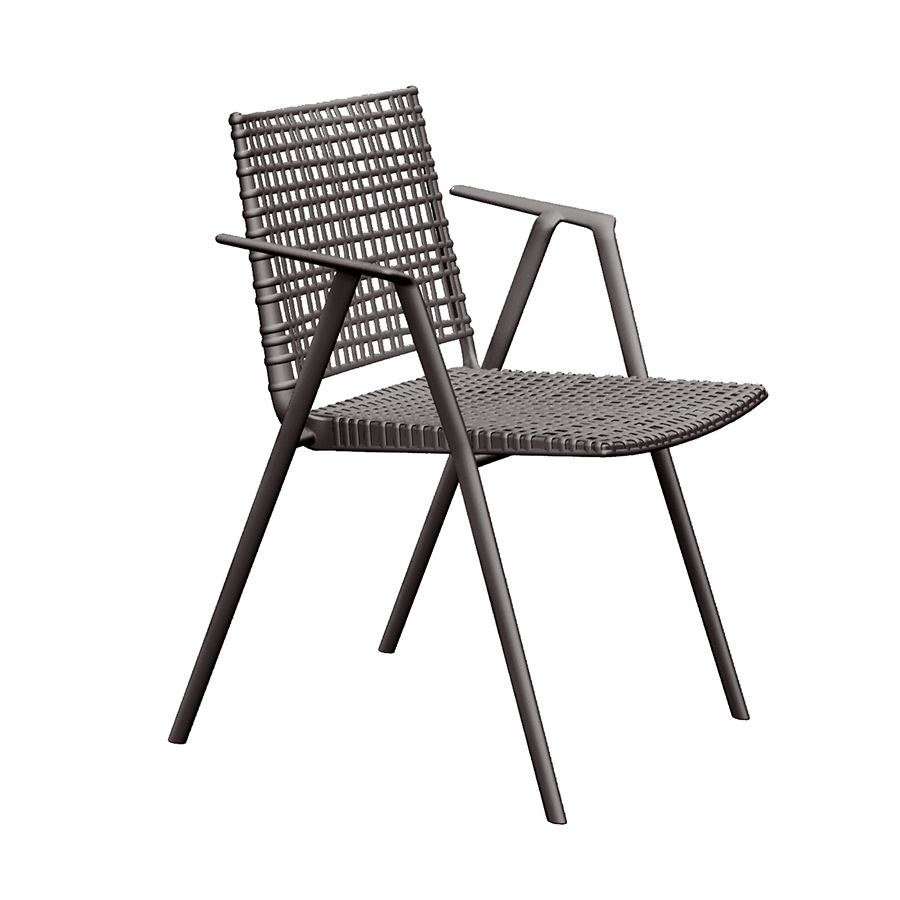 TRIBÙ set de 2 chaises avec accoudoirs d'extérieur BRANCH (Wengé - Aluminium et polypropylène)