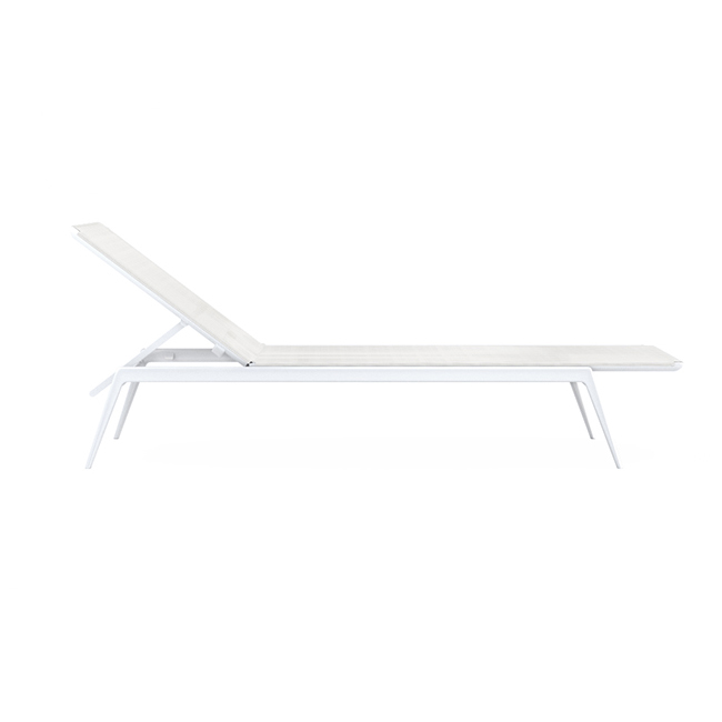 TRIBÙ bain de soleil d'extérieur BRANCH (Blanc - Aluminium et tissu Batyline)